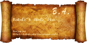 Babák Abélia névjegykártya